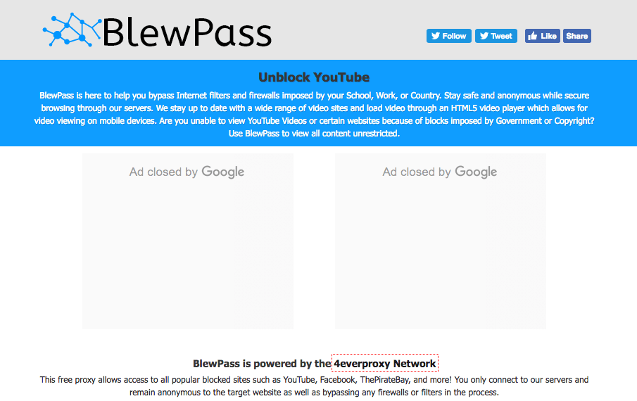 Best Free Proxy Sites List in the World | Anonymous Browsing BLEWPASS